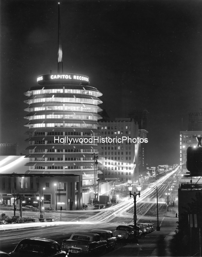 Capitol Records 1958 1 Vine St. and Yucca. St wm.jpg